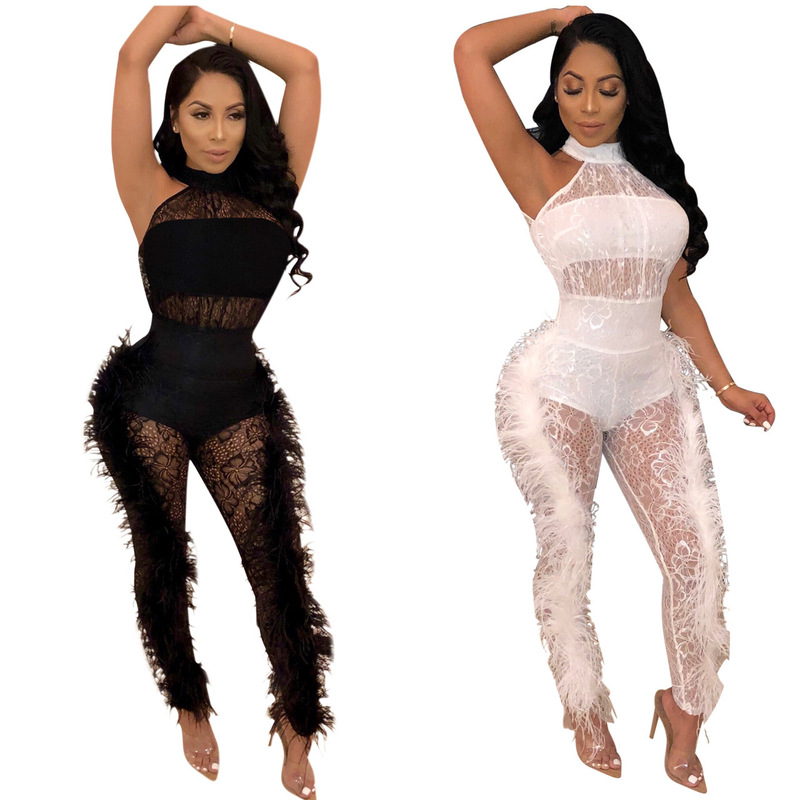 M866 Cross-Border Boutique Independent Site Ebay Amazon Popular European and American Sexy Pure Color Feather Edge Jumpsuit M866 Cross-Border Boutique Independent Site Ebay Amazon Popular European and American Sexy Pure Color Feather Edge Jumpsuit
