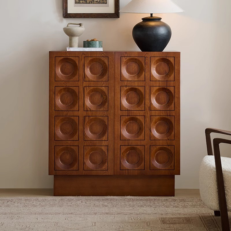 Medieval Style Vinyl Cupboard, Retro Solid Wood Tea Cabinet, Living Room Storage Cabinet, Storage Cabinet, Sideboard, Wall Storage Cabinet