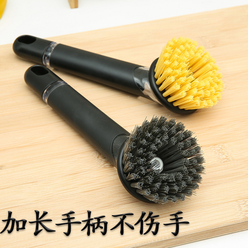 新しい多機能ポットブラシ、効率的な液体添加洗浄ブラシ、ポットと食器洗い、自動液体排出、家庭用キッチン長柄ポット洗浄ブラシ|undefined