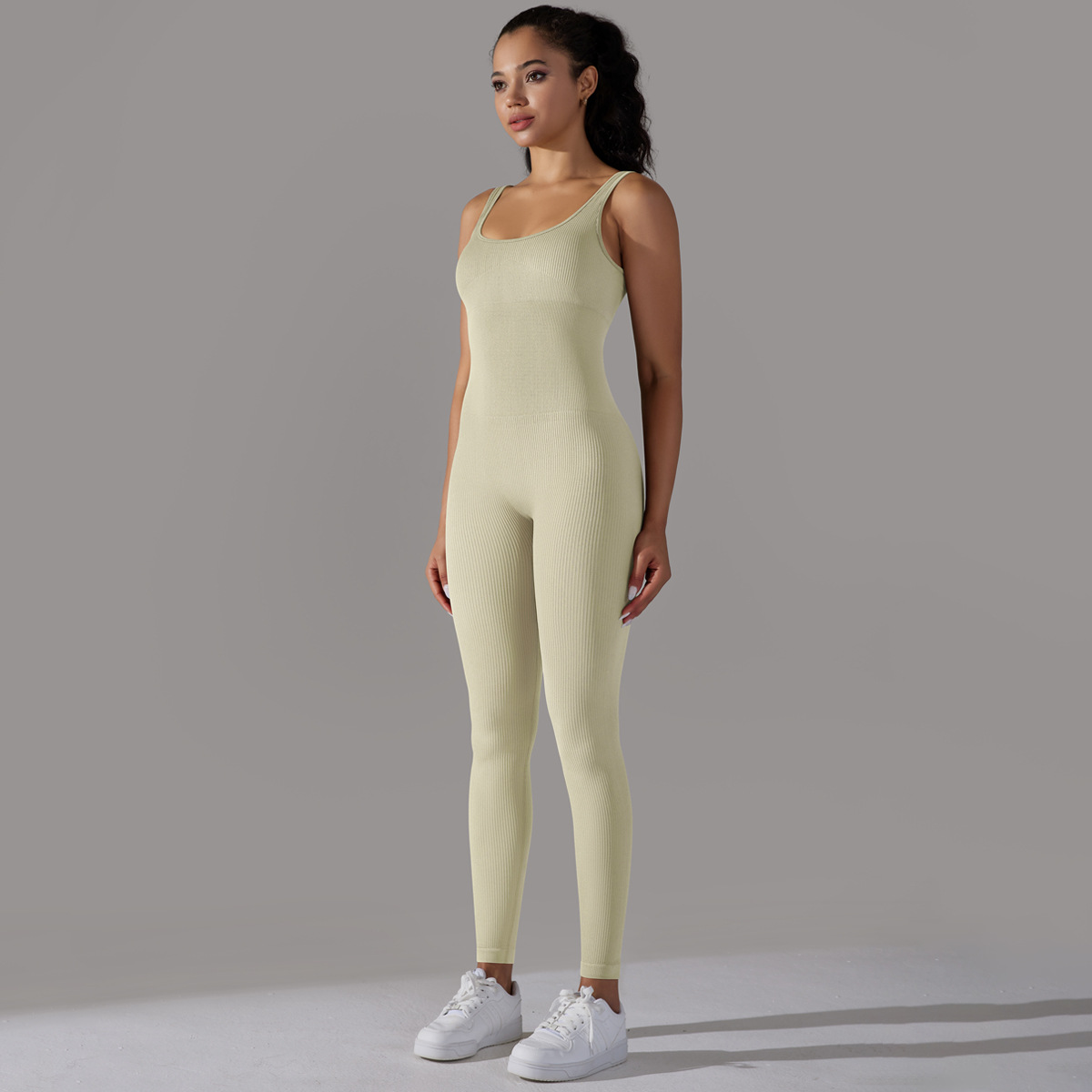 Simple Style Solid Color Nylon Cotton Blend U Neck Active Sets Skinny Pants display picture 62