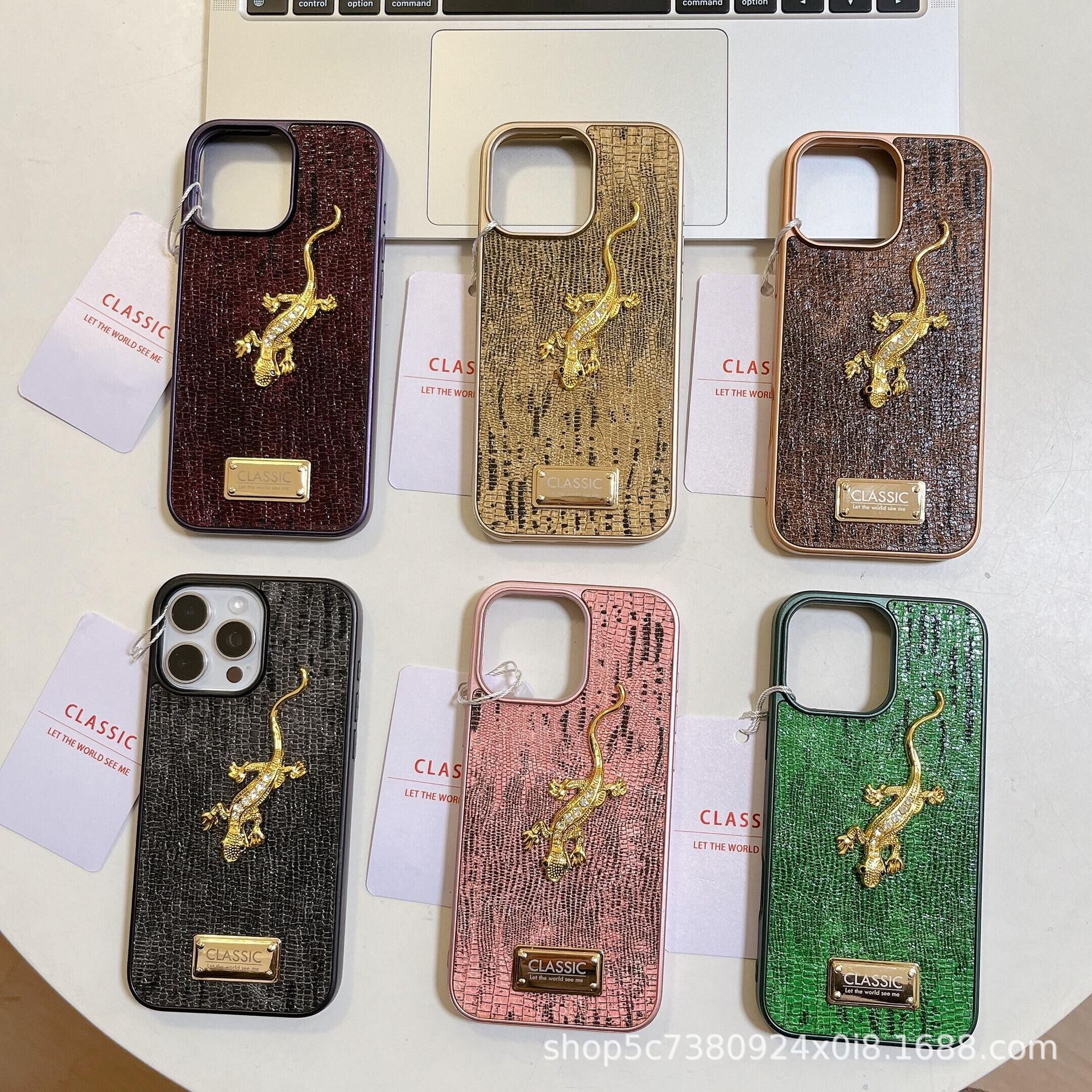 New new hardware lizard diamond leather mobile phone case high-end skin case two-in-one with flannel Sam A16