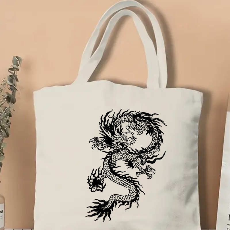 Cross-Border 2026 Men and Women Christmas New Year Anime Canvas Bag Student Portable Storage Handbag Shopping Travel Bag