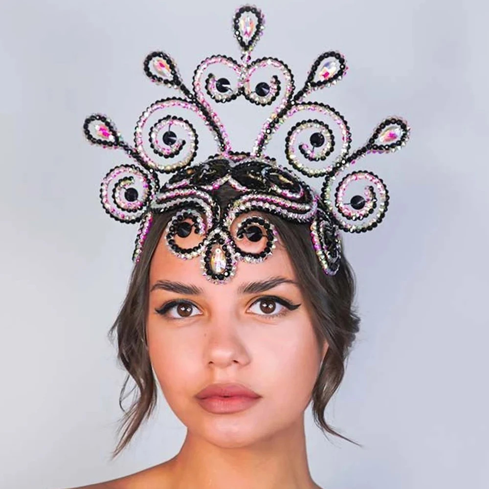 Europa y los Estados Unidos venden gota de agua personalidad exagerada correa de cabello de diamante accesorios de espectáculo de escenario banda de cabeza femenina