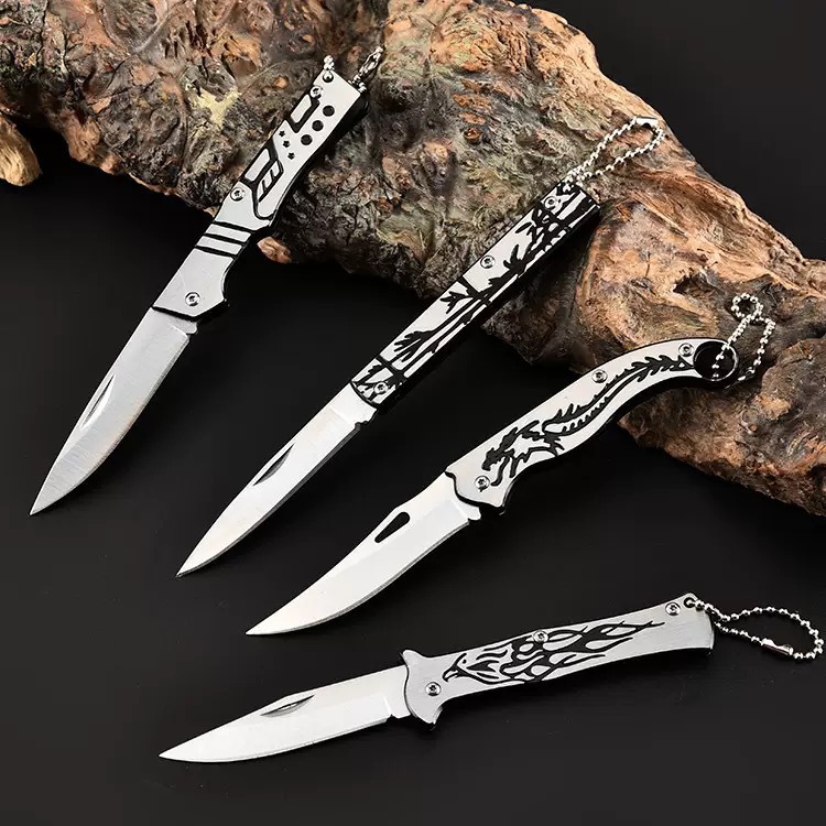 Cuchillo de frutas plegable de acero inoxidable portátil de alta dureza multifuncional cuchillo de entrega rápida