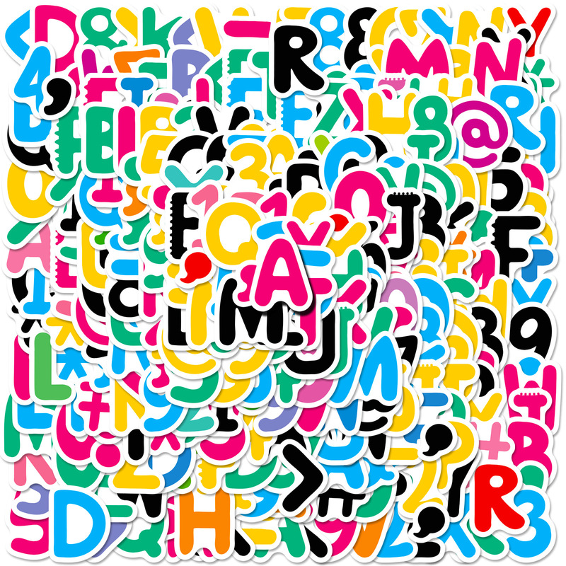 Cross-Border Direct Purchase 6 Sheets/Pack English Color Number Punctuation Mark Series Flat Stickers Children's Stickers
