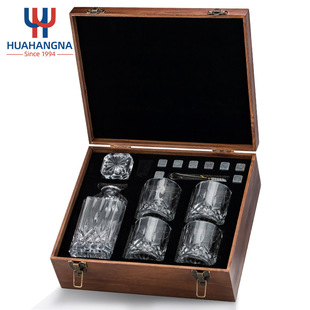 Cross-border Whiskey Wine Wooden Box Set Gift Household Glass Glass Factory Ice Wine Stone Gift Box Spot Exclusive
