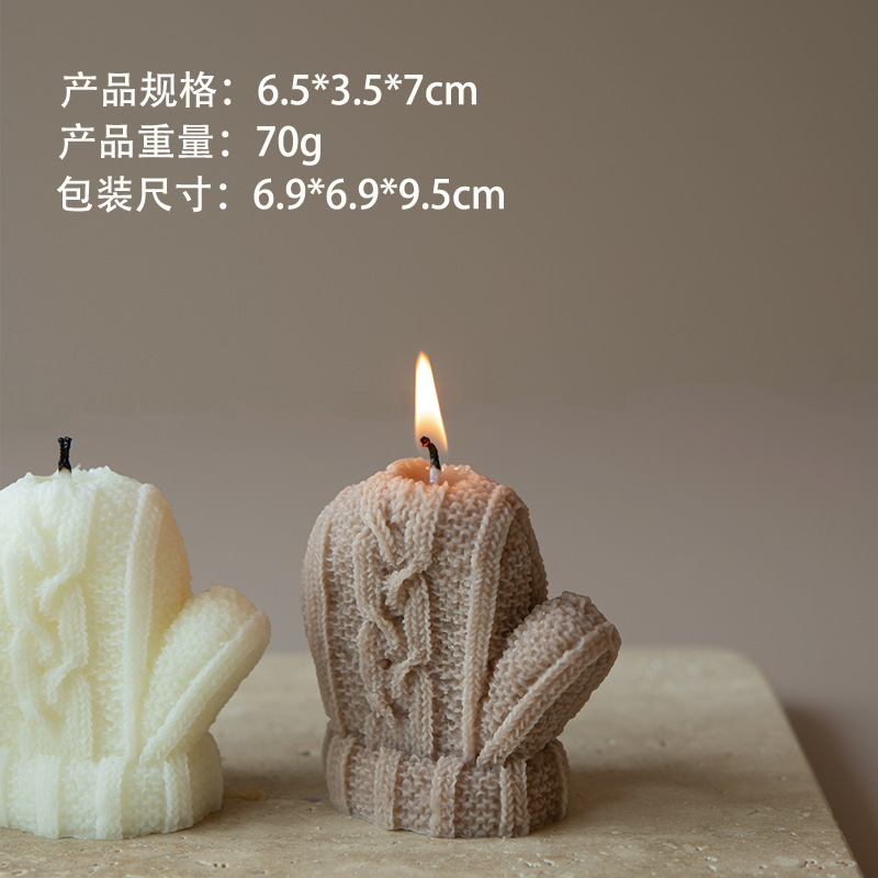 Venta caliente transfronteriza guante de invierno blanco en forma de vela aromática vela al por mayor recuerdo de boda decoración de decoración