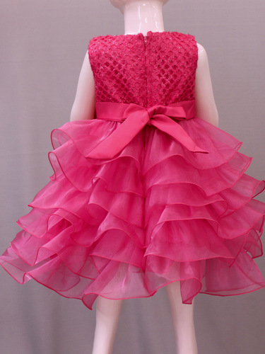 Baihui New Style Girls' Flower Princess Dress Bowknot Beaded Infant and Toddler Party Dress Puffy Skirt 