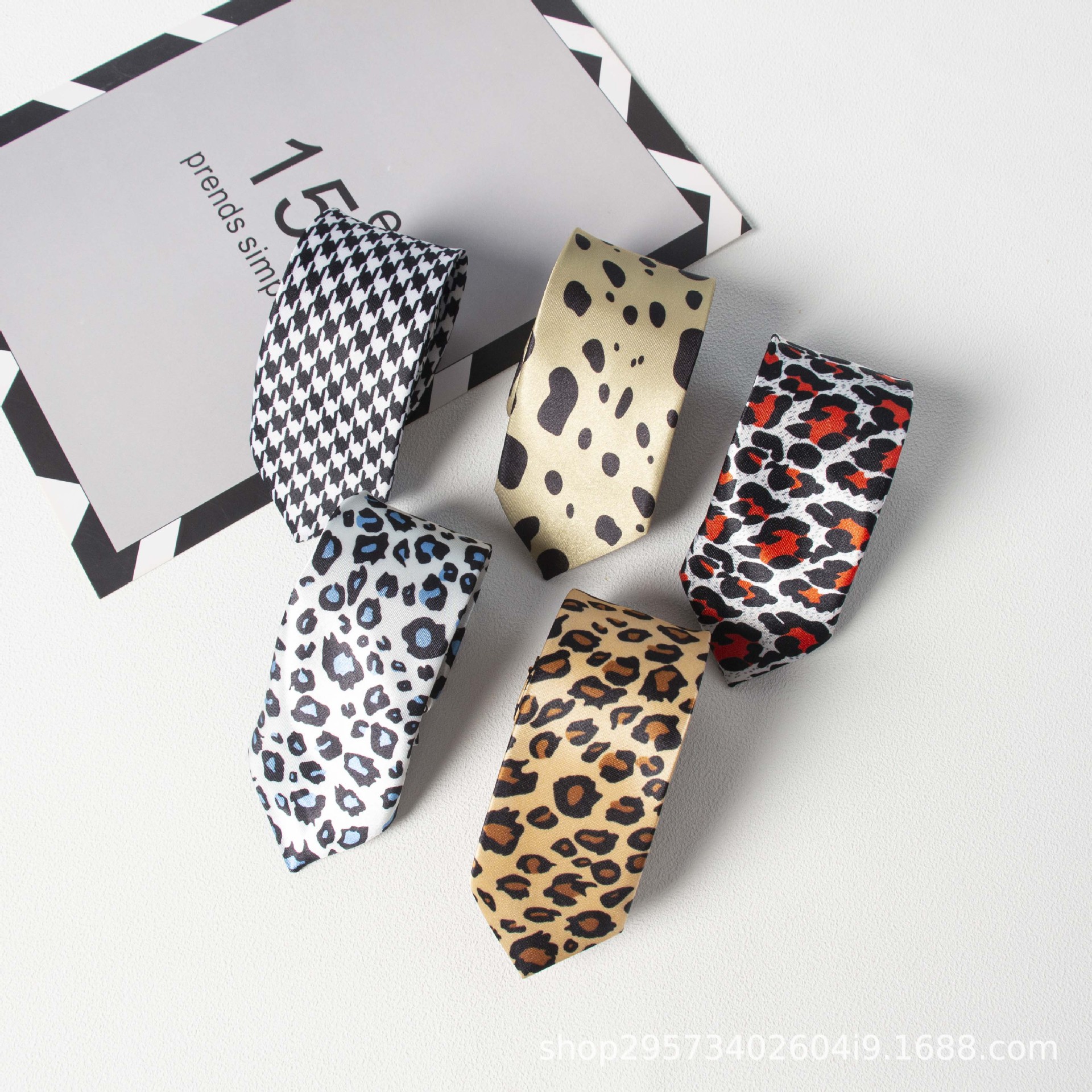 남자와 여자 5cm 인쇄 넥타이 한국 패션 넥타이 학생 타이 재고 도매 표범 격자 무늬