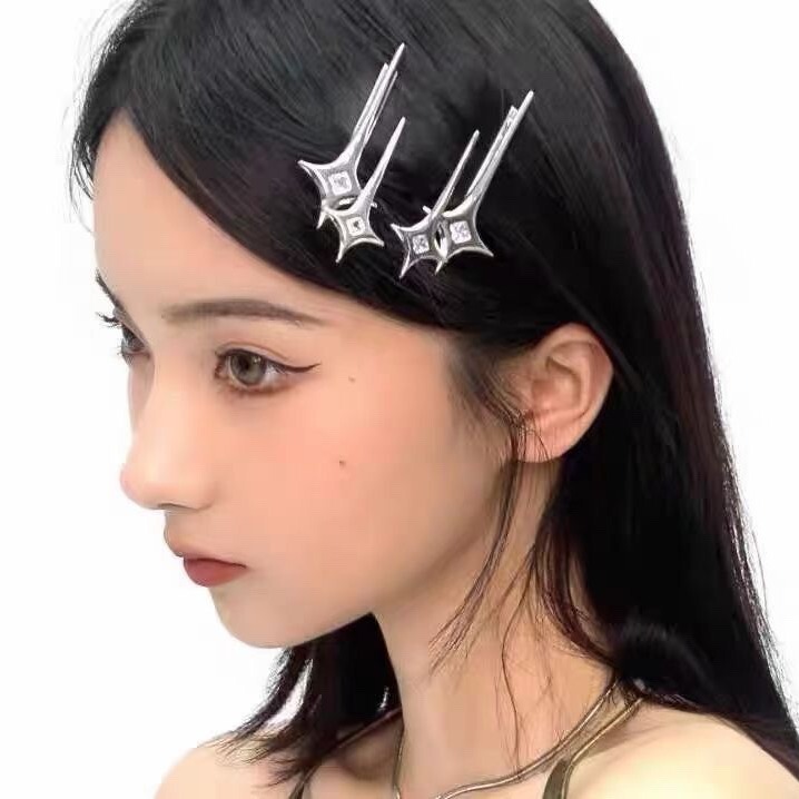 Xingmang inlaid zircon hairpin female sweet cool hot girl word clip simple bangs clip side clip niche design temperament jewelry Xingmang inlaid zircon hairpin female sweet cool hot girl word clip simple bangs clip side clip niche design temperament jewelry