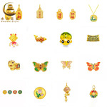 爆款足金999珐琅烤漆系列蝴蝶转运珠手绳项链吊坠黄金DIY配件批发