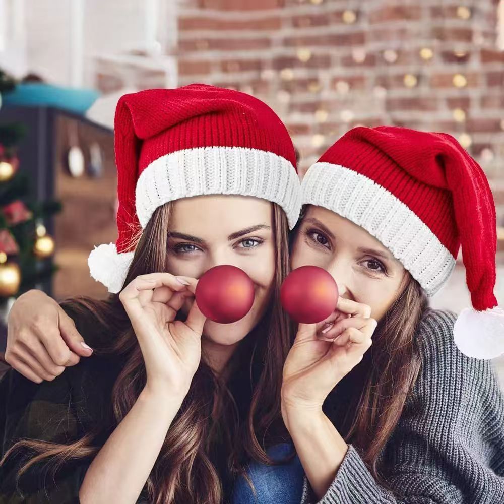 Manufacturer's Ready-Made Winter Fur Ball Mother and Baby Knitted Hat Cross-Border Wish Amazon New Christmas Warm Hat