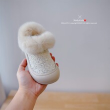 2025冬季新款童鞋小女孩甜美亮片棉靴韩版洋气百搭女童加厚雪地靴