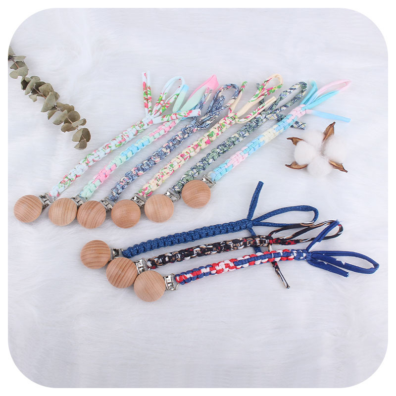 Suministros para bebés Clip de pezón de haya DIY bebé creativo tejido a mano color mezclado pezón cuerda cadena anti-caída