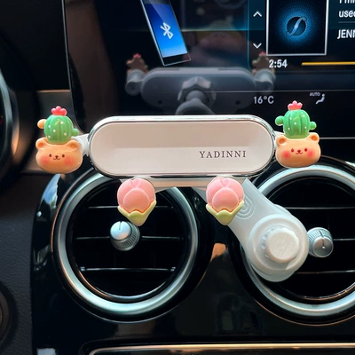 Creative Interior Car Navigation Support — Car phone holder - cactus-bear-white-glossy-bracket-extended-support-bar