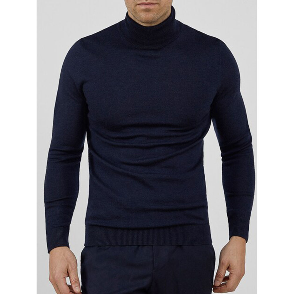Maglione da uomo a collo alto – Pullover aderente tinta unita in misto modal e angora (traspirante, morbido al tatto, orlo a coste, lavabile in lavatrice)_voghion.com