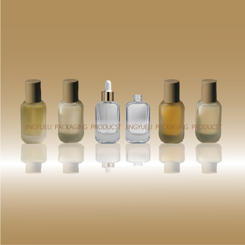 扁圆玻璃瓶原液精华水乳精油滴管护肤化妆品分装包材批发零售30ML