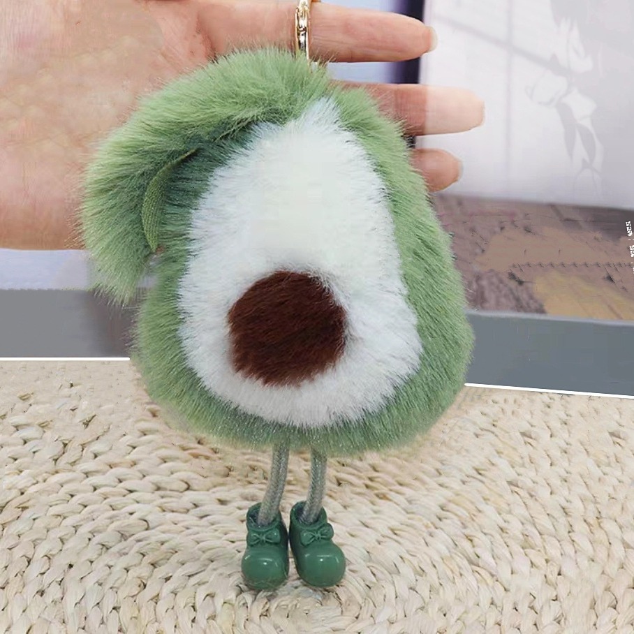 Venta al por mayor imitación de piel de visón aguacate coche llavero colgante de piel de imitación colgante de las mujeres colgante par colgante