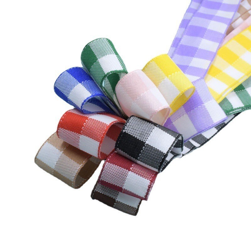 格子带新款2.5公分彩色格子丝带鲜花蛋糕礼品礼盒包装手工蝴蝶结