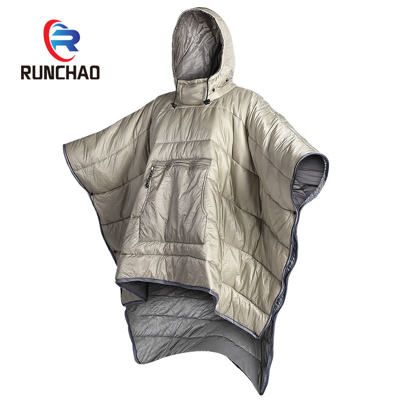 Outdoor Camping Sleeping Bag, Wearable Cloak-Style Adult Ultra-Light down Cotton Thickened Cloak-Style Cold-Proof Sleeping Bag, Customizable