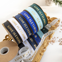 2.5CM Gold-Embossed Threaded Ribbon for Flower Bouquet Packaging, Tie Straps, Letter Ribbons, and Floral Art Supplies—Wholesale for Florists