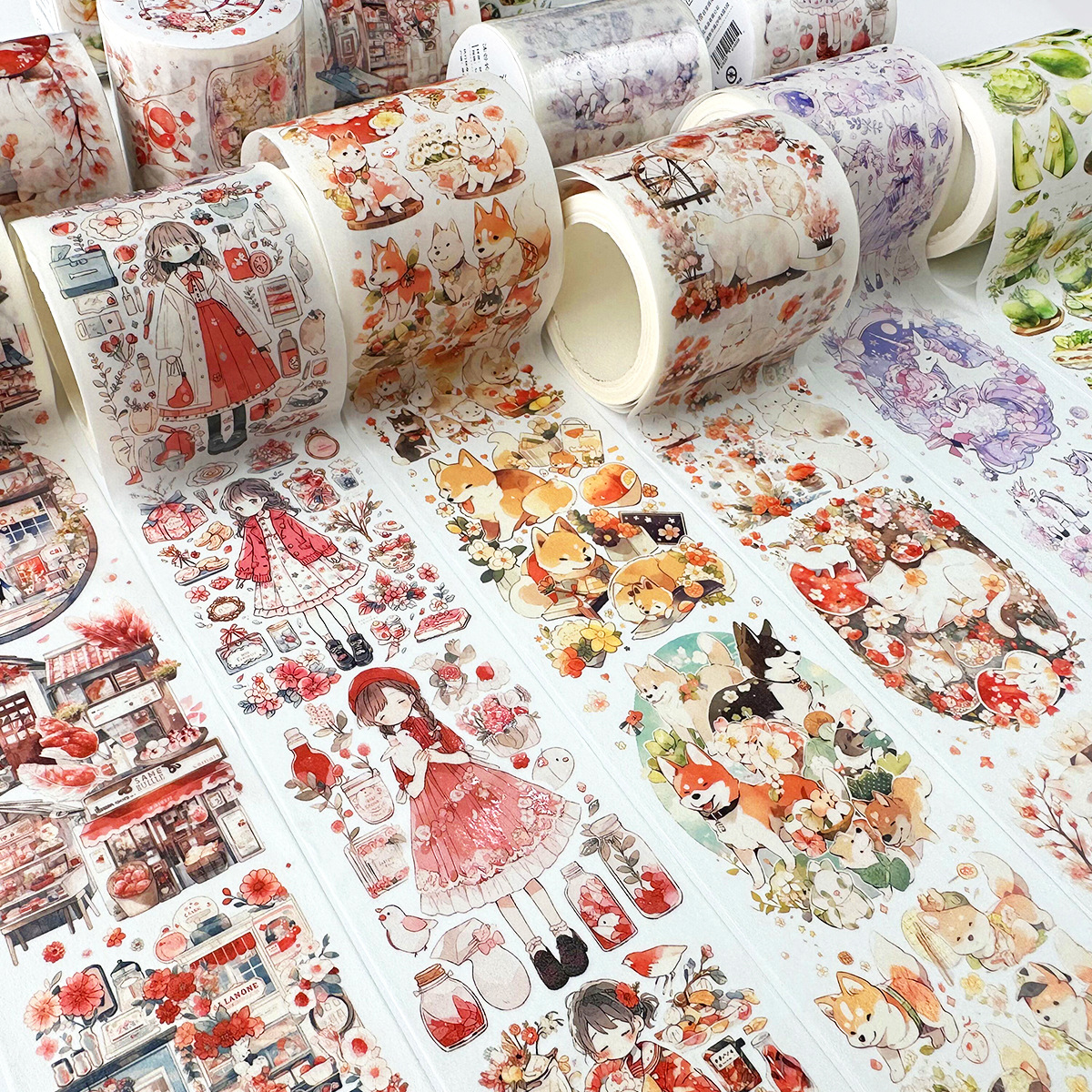 Long cycle special oil and paper tape ins cute girl heart tape cartoon stickers children's tape