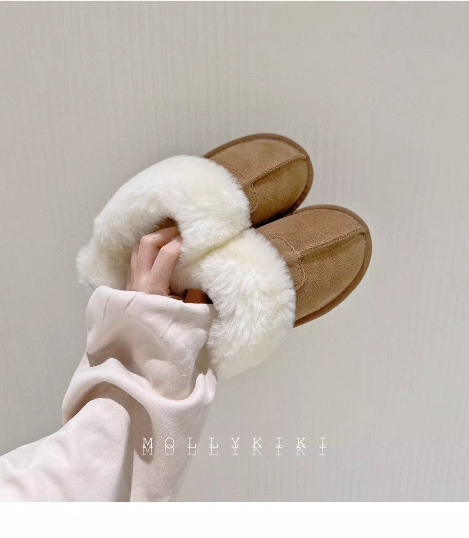 New winter fur one thick sole covered head fluffy slippers and fluffy snow boots_voghion.com