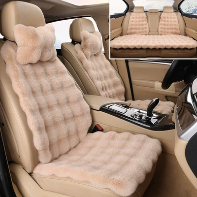 small three thick warm pad, Wool pad - khaki-full-car-with-five-seats-2-headrests