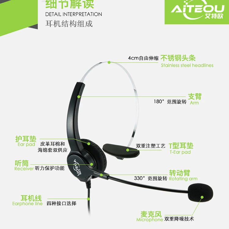 艾тё UC300 USB компьютерная гарнитура для колл-центра, анти-шум, разговорный сотрудник