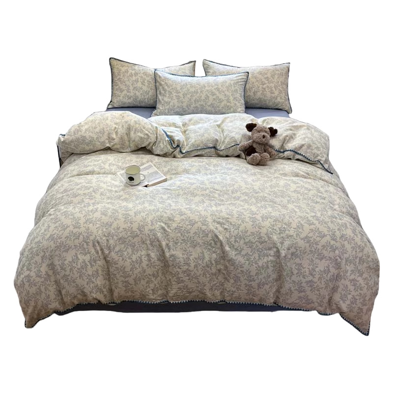 Cama de hilo de doble capa de algodón de grado materno-infantil de clase A, funda de edredón de algodón de cuatro piezas, sábana 2025 nuevo estilo universal de cuatro estaciones