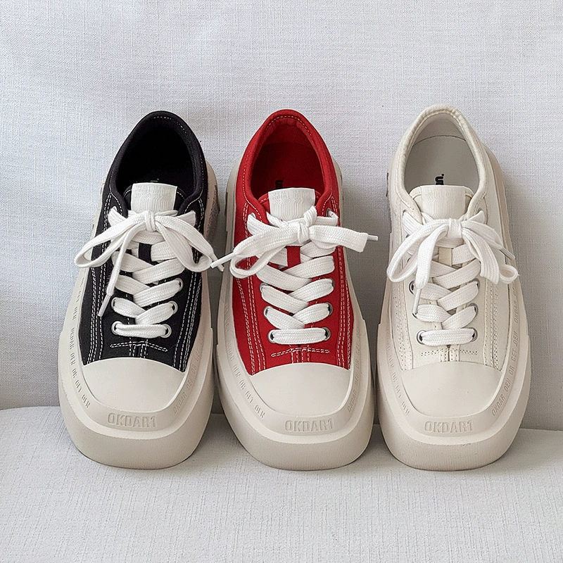 Ткань обувь женская 2025 весна лето новый кекс дикий взрывной спортивный повседневный маленький белый туфли ретро кроссовки