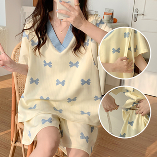 Plus Size 150kg Modal Cotton Short-Sleeve Nursing Pajamas Summer Maternity Wear for Going Out Breastfeeding Summer Maternity Clothes