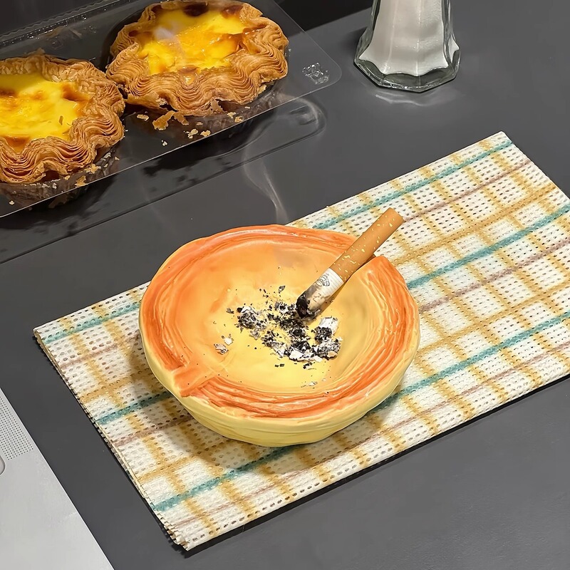 クリエイティブな個性トレンドエッグタルト灰皿セラミックコーヒーテーブルデスクトップかわいい装飾品高価値リビングルームホーム灰皿|undefined