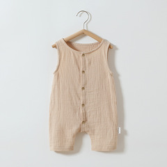 Amazon Summer Baby Bodysuit Pure Cotton Gauze Breathable Baby Short-Sleeve Backless Hosiery Outing Crawling Suit