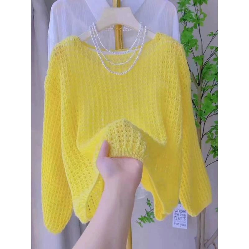Thin knitted spring summer long-sleeve, Korean style, western style