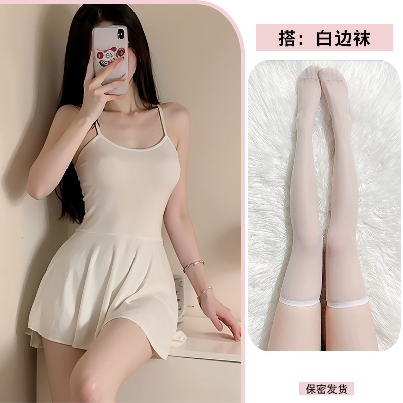 흰색 + 흰색 가장자리 스타킹