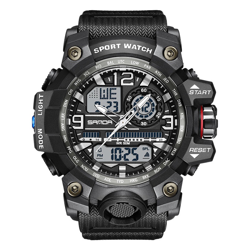 Sanda nuevo reloj moda hombres estudiante juventud reloj electrónico impermeable multifuncional reloj al por mayor