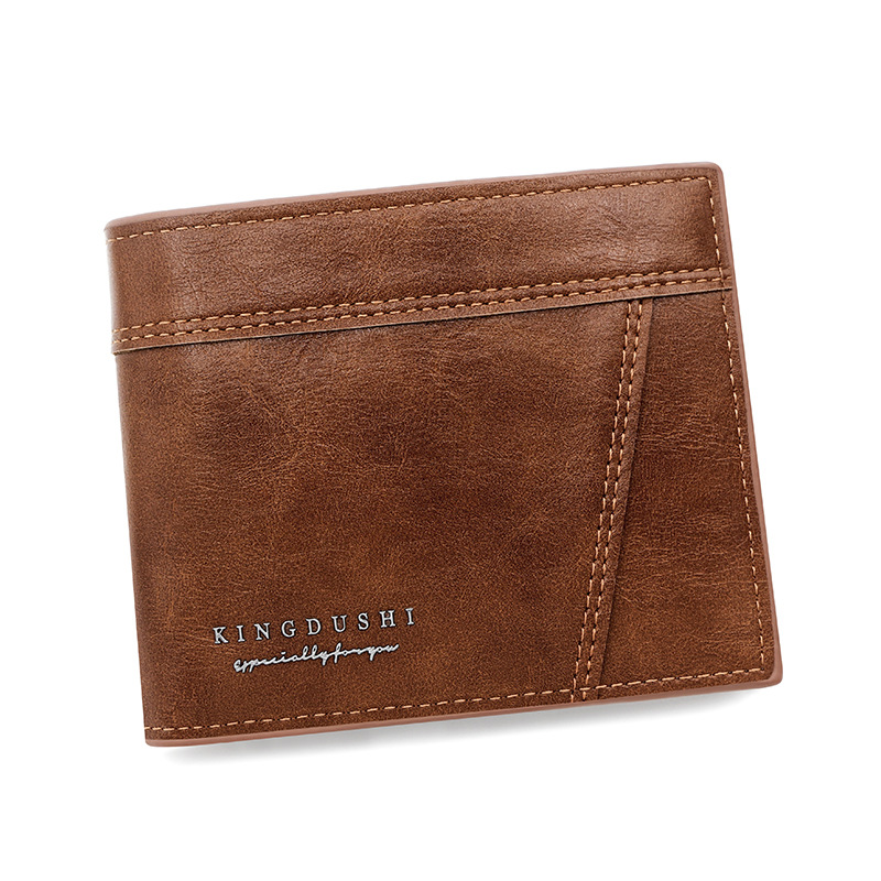 Nueva cartera de los hombres corta casual costura bisagra tríptico bolsa multi-tarjeta de bolsillo certificado