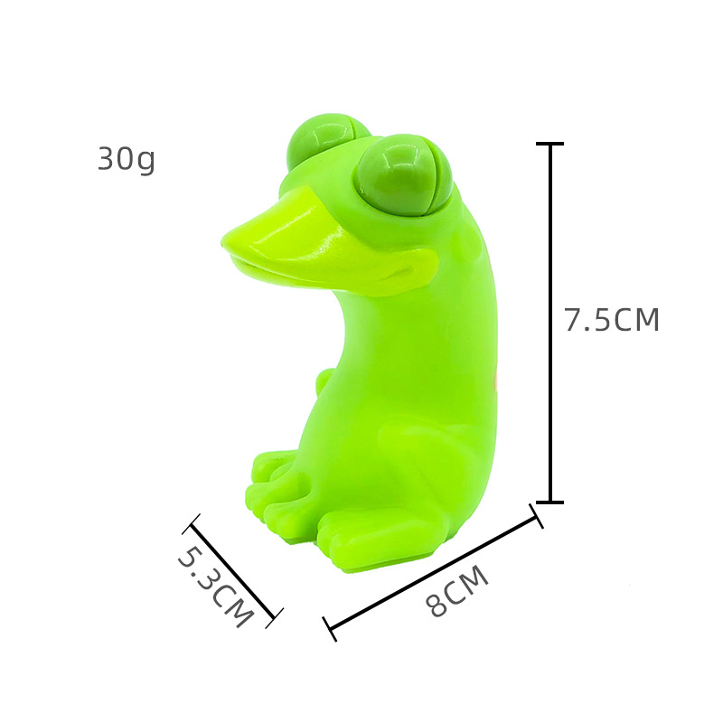 눈을 가늘게 뜨고 있는 구식 개구리