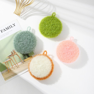 Solid Color Large Round Polyester Dish Towel. Manufacturer Supplies Large Quantity and Preferential Korean Hand Hook Round Dish Towel