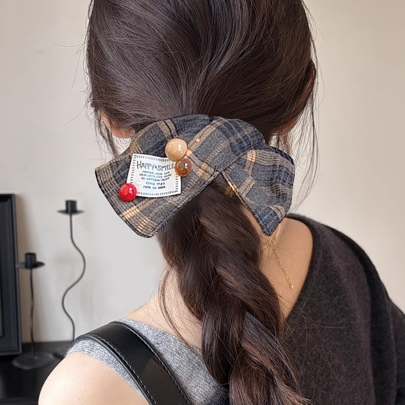 Arco de mariposa anillo de cabello de intestino grande para mujeres otoño y invierno de alta calidad sensación de bola de cola de caballo baja cabeza pañuelo cuadrado cuerda de cabello de alta elasticidad tocado