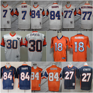 Broncos Uniform Football Jersey Legendary Second Generation Retro Embroidered Training Game Uniform Short-Sleeved T-Shirt Mesh Men