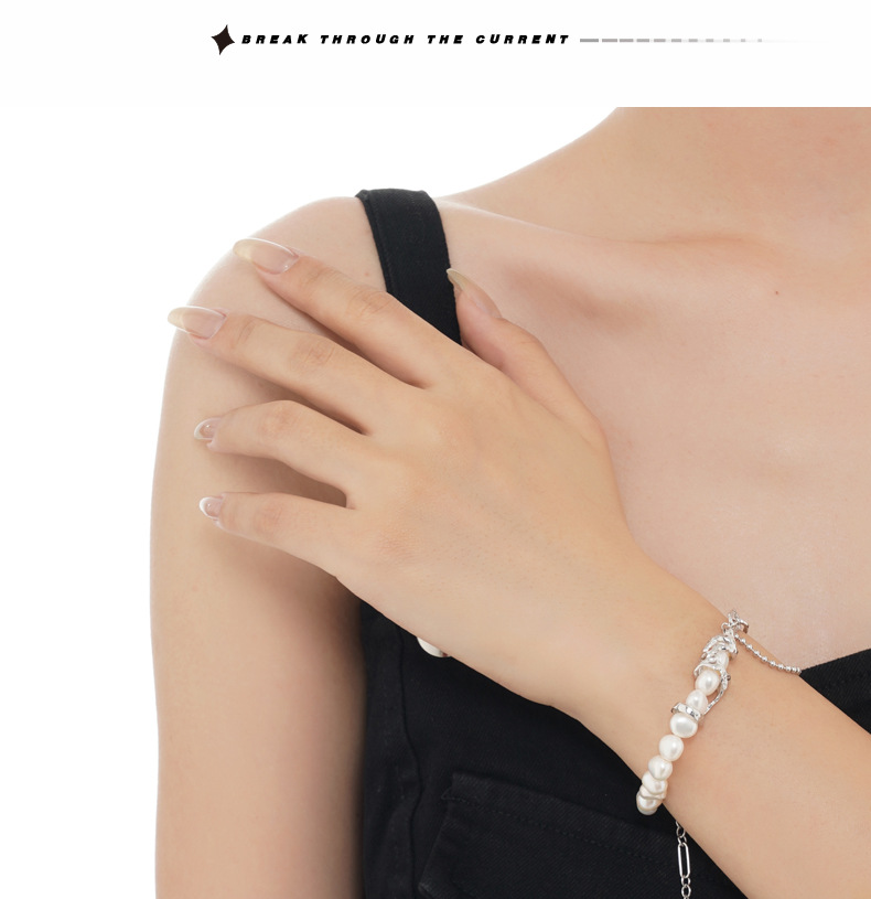 Fashion Geometric Sterling Silver Inlay Artificial Pearls Bracelets 1 Piece