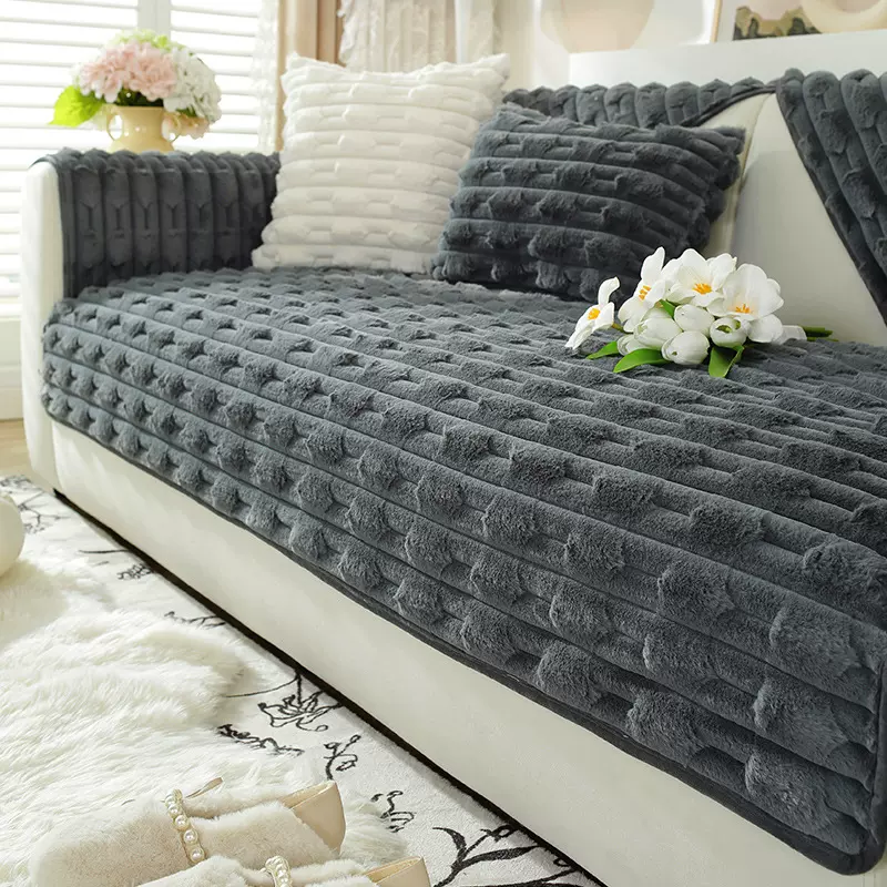 【捡漏】兔兔绒网红沙发垫秋冬季加厚毛绒坐垫防滑皮沙发套罩盖巾