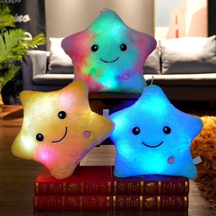 Cross-border Cartoon Five-pointed Star Pillow Doll Color Luminous Light Star Plush Toy Luminous Pillow Ornaments