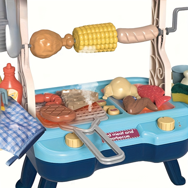 Mini cocina transfronteriza iluminación spray cocinar juguetes caseros sonidos y ópticos juguetes para niños parrilla de barbacoa