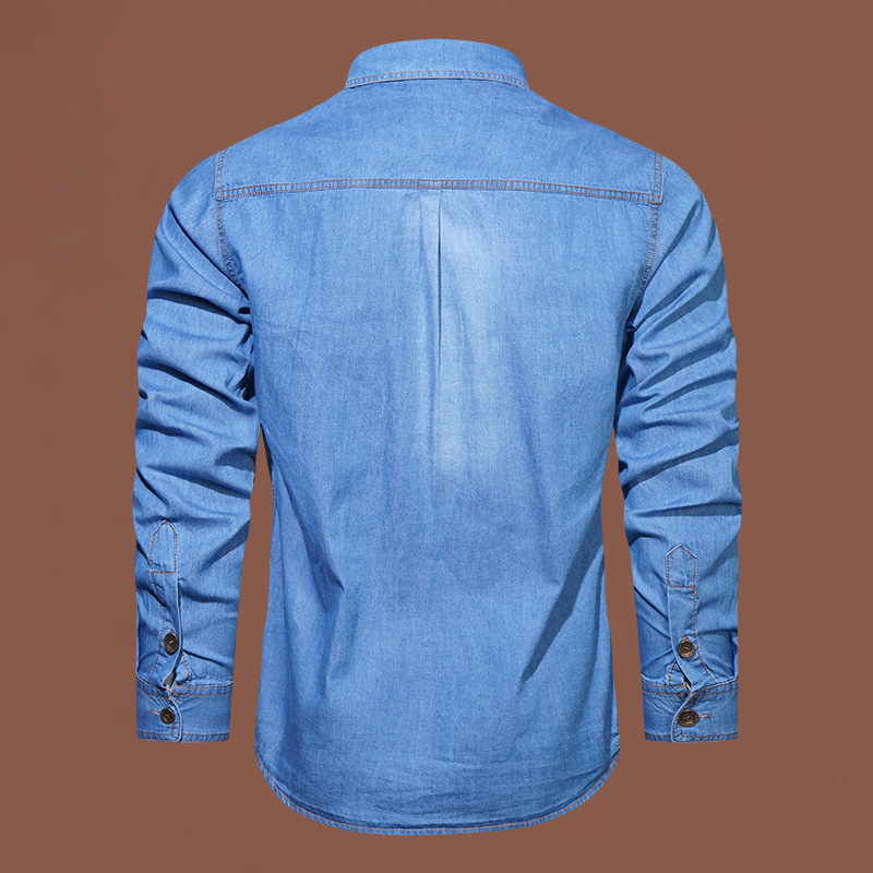 2024 primavera y otoño nueva Europa, América y Canadá tamaño grande hombre lavado con agua camisa de manga larga camisa de solapa delgada