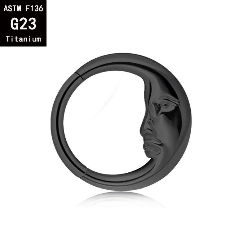 G23 Titanium New Moon Old Man Nose Ring Septum Ring F136 Titanium Alloy Seamless Earring Body Piercing Jewelry detail image 7