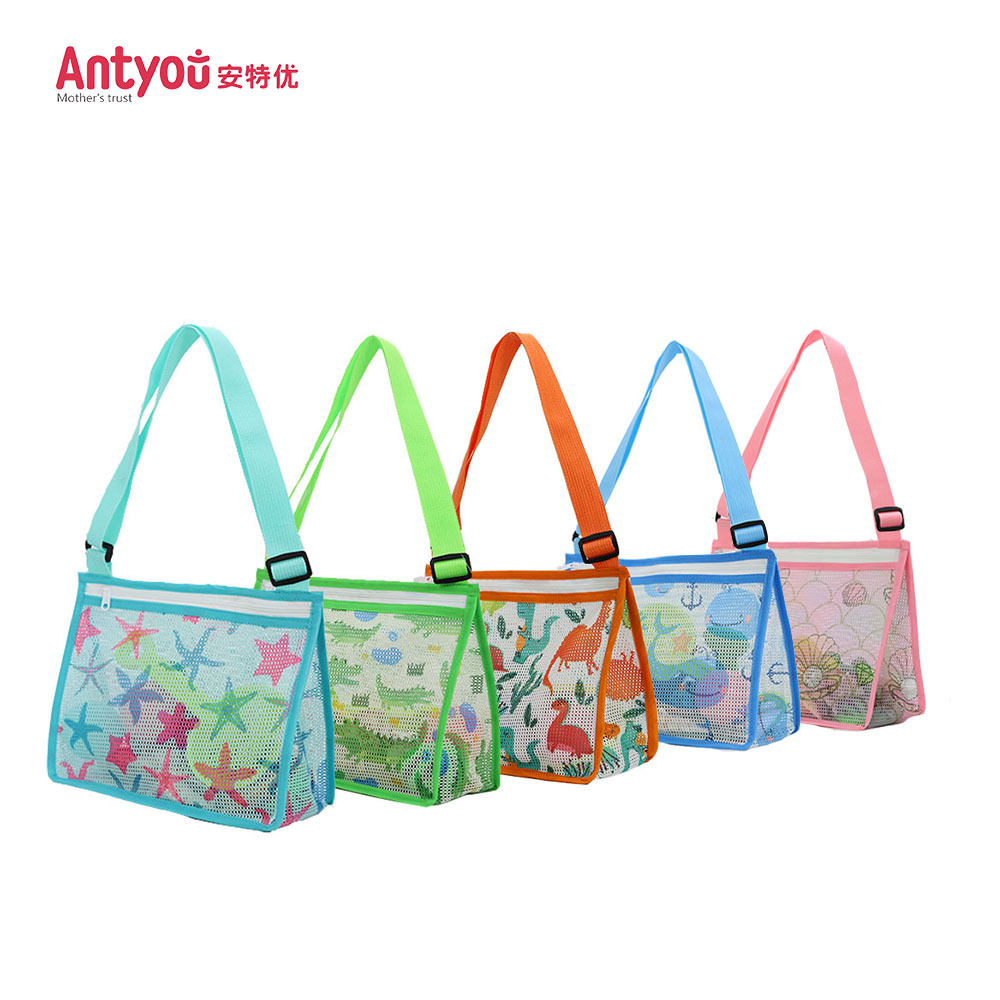 New Printed Zipper Stereo Kidsren's Beach Bag Shell Bag Crossbody Mesh Bag Kidsren's Toy Bag