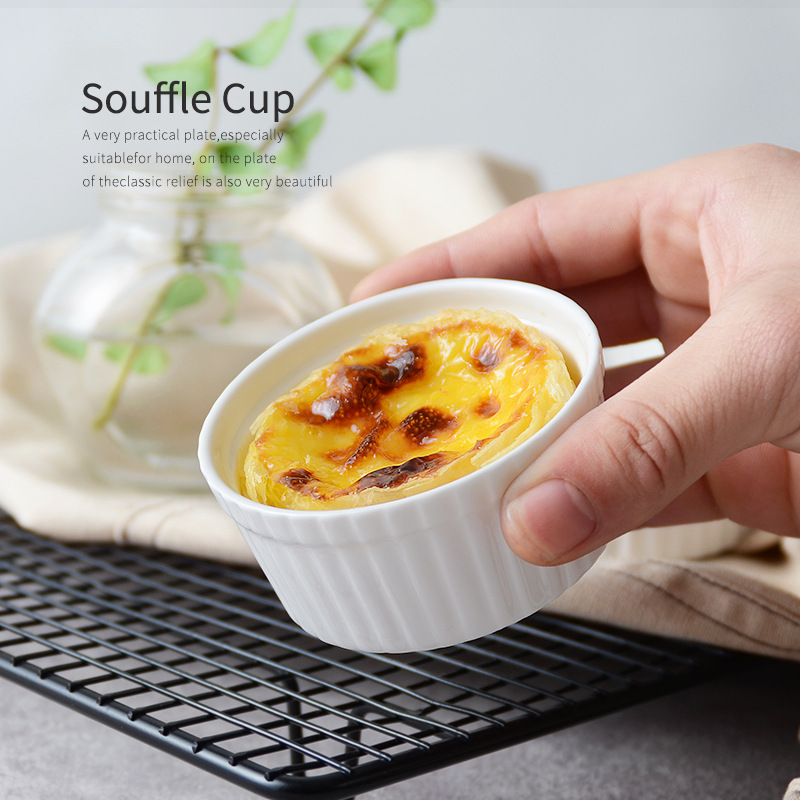창조적 인 주방 식기 순수한 흰색 세라믹 푸딩 그릇 베이킹 그릇 푸딩 컵 베이킹 컵 케이크 디저트 아이스크림 그릇